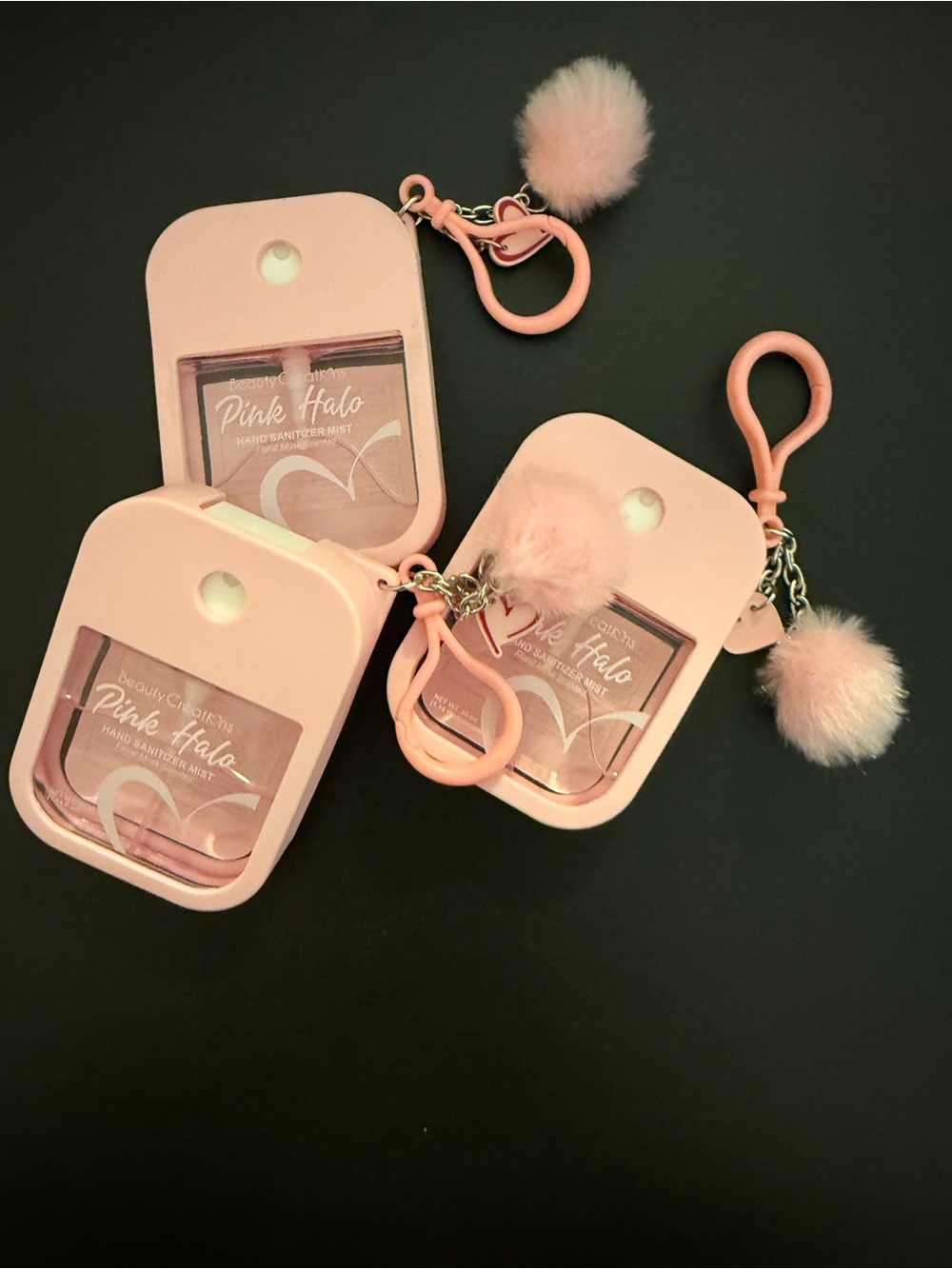 Beauty Creations Pink Halo Hand Sanitizer with Pom Keychain - Light Pink